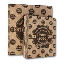 Logo & Tag Line Wood 3-Ring Binder (Personalized)