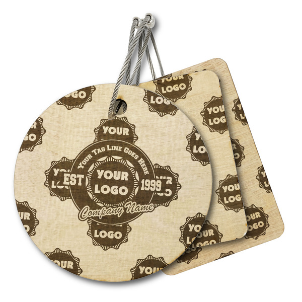 Custom Logo & Tag Line Wood Luggage Tag (Personalized)