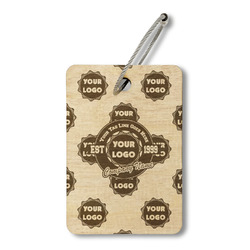 Logo & Tag Line Wood Luggage Tag - Rectangle (Personalized)