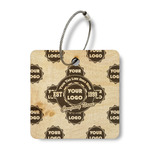 Logo & Tag Line Wood Luggage Tag - Square (Personalized)
