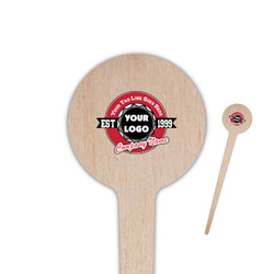 Logo & Tag Line 4" Round Wooden Food Picks - Double-Sided (Personalized)