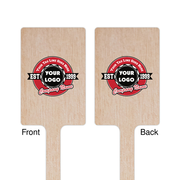 Logo & Tag Line Wooden 6.25" Stir Stick - Rectangular - Double Sided - Front & Back