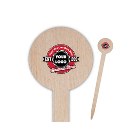 Logo & Tag Line Round Wooden Food Picks (Personalized)