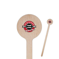 Logo & Tag Line 6" Round Wooden Stir Sticks - Single-Sided (Personalized)
