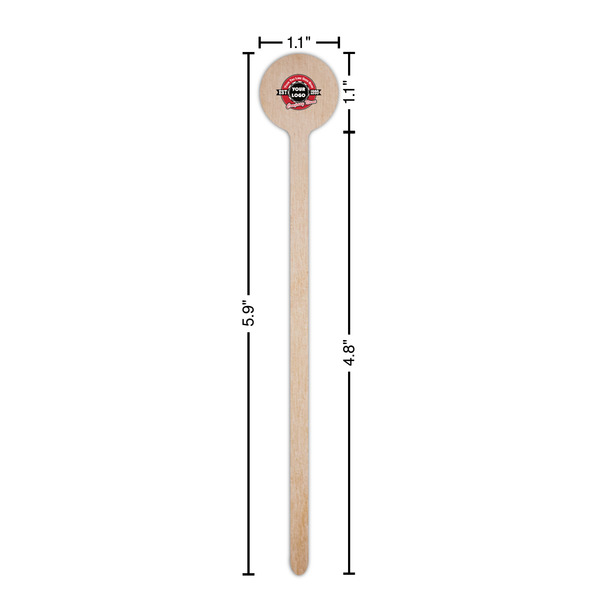 Logo & Tag Line Wooden 6" Stir Stick - Round - Dimensions