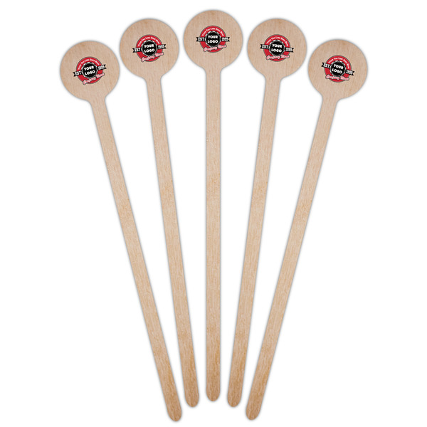 Logo & Tag Line Wooden 6" Stir Stick - Round - Fan View