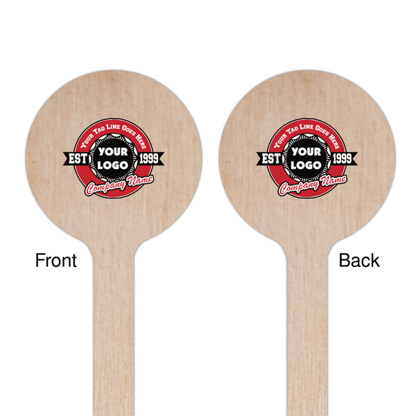 Logo & Tag Line Wooden 7.5" Stir Stick - Round - Double Sided - Front & Back