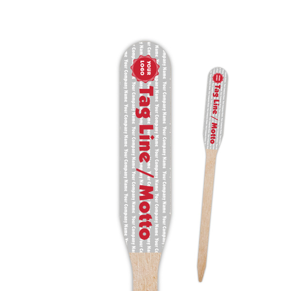 Custom Logo & Tag Line Paddle Wooden Food Picks - Double-Sided (Personalized)