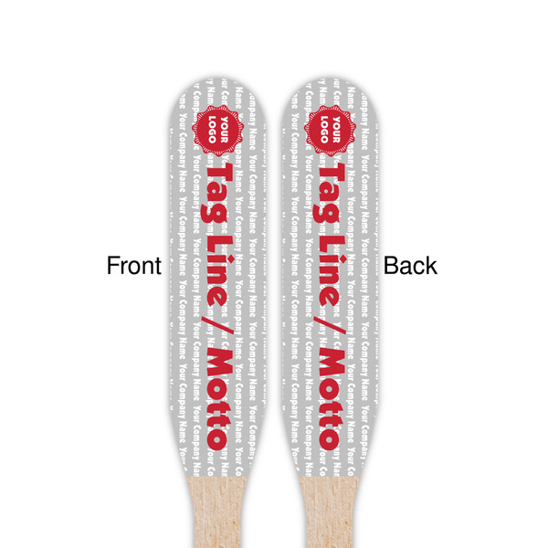 Logo & Tag Line Wooden Food Pick - Paddle - Double Sided - Front & Back