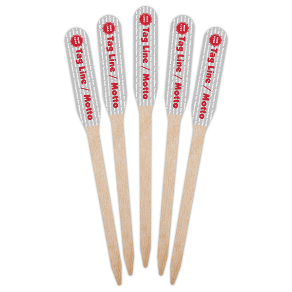 Logo & Tag Line Wooden Food Pick - Paddle - Fan View