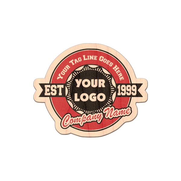 Custom Logo & Tag Line Natural Wooden Sticker (Personalized)