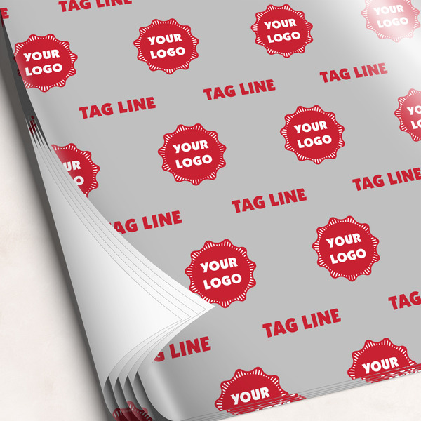 Custom Logo & Tag Line Wrapping Paper Sheets - Single-Sided - 20" x 28" (Personalized)