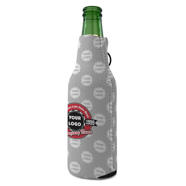 Logo & Tag Line Zipper Bottle Cooler - ANGLE (bottle)