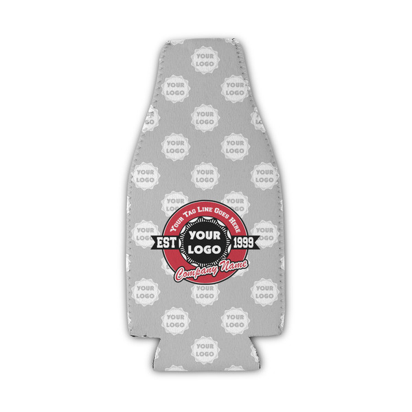 Custom Logo & Tag Line Zipper Bottle Cooler - Single w/ Logos