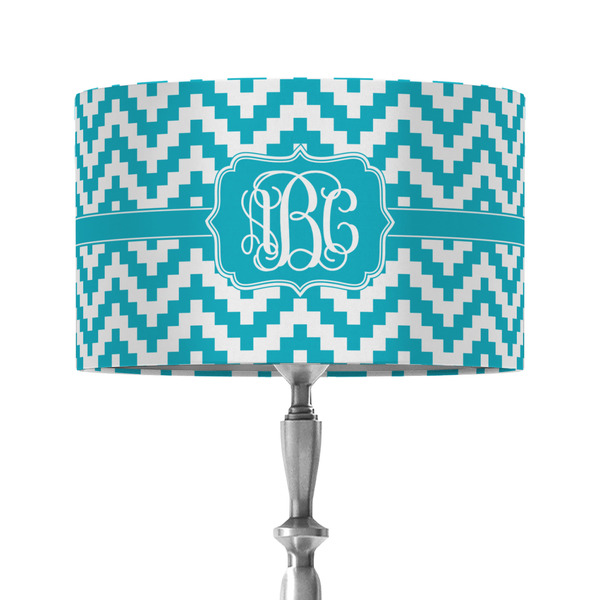 Pixelated Chevron 12" Drum Lampshade - ON STAND (Fabric)
