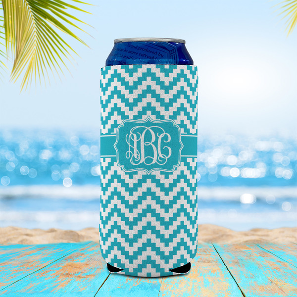 Pixelated Chevron 16oz Can Sleeve - LIFESTYLE