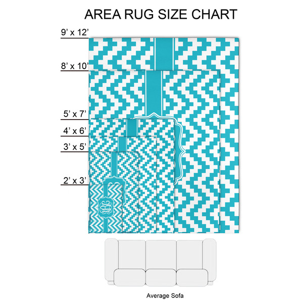 Pixelated Chevron 2'x3' Indoor Area Rugs - Size Chart