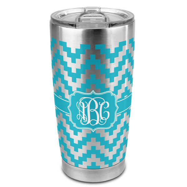 Custom Pixelated Chevron 20oz Stainless Steel Double Wall Tumbler - Full Print (Personalized)