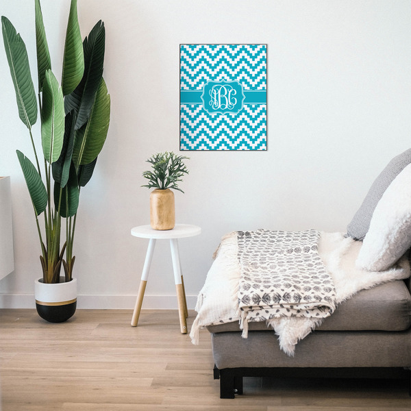 Pixelated Chevron 20x24 Wood Print - In Context