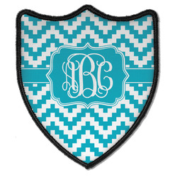 Pixelated Chevron Iron On Shield Patch B w/ Monogram