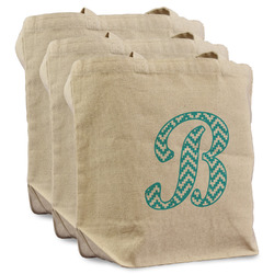 Pixelated Chevron Reusable Cotton Grocery Bags - Set of 3 (Personalized)