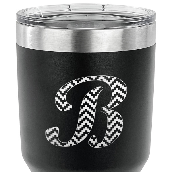 Pixelated Chevron 30 oz Stainless Steel Ringneck Tumbler - Black - CLOSE UP