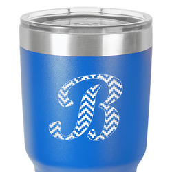 Pixelated Chevron 30 oz Stainless Steel Tumbler - Royal Blue - Single-Sided (Personalized)