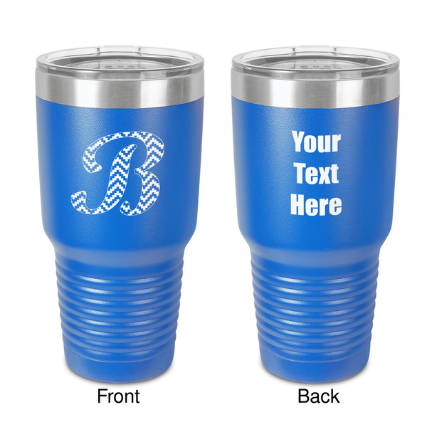 Custom Pixelated Chevron 30 oz Stainless Steel Tumbler - Royal Blue - Double-Sided (Personalized)