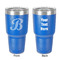 Pixelated Chevron 30 oz Stainless Steel Ringneck Tumbler - Blue - Double Sided - Front & Back