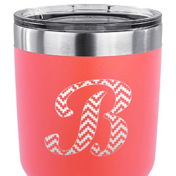 Pixelated Chevron 30 oz Stainless Steel Tumbler - Coral - Single Sided (Personalized)