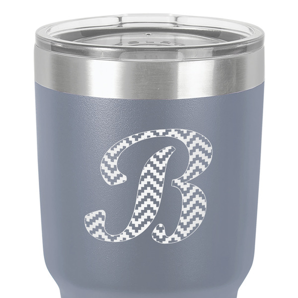 Pixelated Chevron 30 oz Stainless Steel Ringneck Tumbler - Grey - Close Up