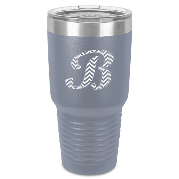 Custom Pixelated Chevron 30 oz Stainless Steel Tumbler - Grey - Single-Sided (Personalized)