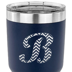 Pixelated Chevron 30 oz Stainless Steel Tumbler - Navy - Double Sided (Personalized)