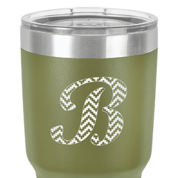 Pixelated Chevron 30 oz Stainless Steel Tumbler - Olive - Single-Sided (Personalized)