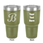 Pixelated Chevron 30 oz Stainless Steel Tumbler - Olive - Double-Sided (Personalized)