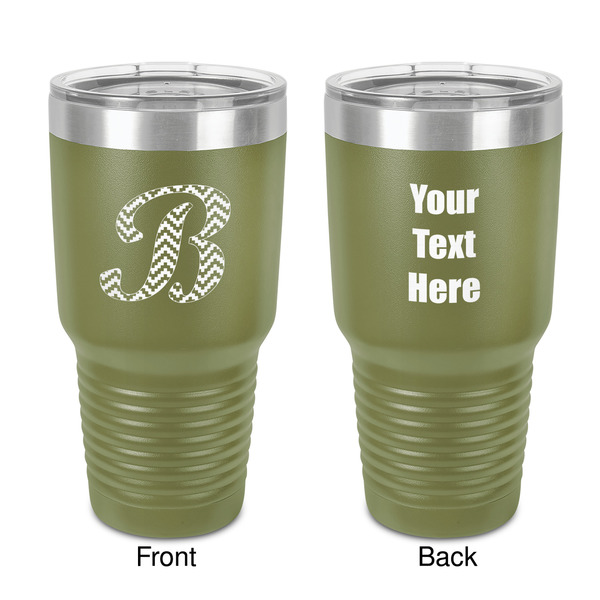 Custom Pixelated Chevron 30 oz Stainless Steel Tumbler - Olive - Double-Sided (Personalized)
