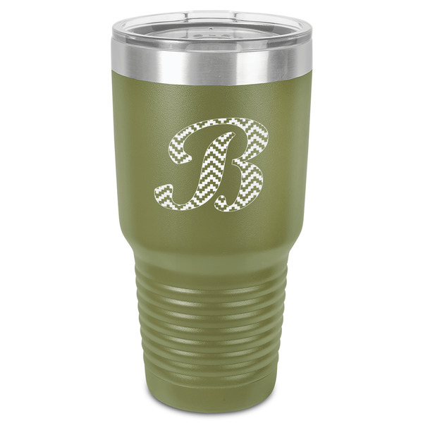 Custom Pixelated Chevron 30 oz Stainless Steel Tumbler - Olive - Single-Sided (Personalized)