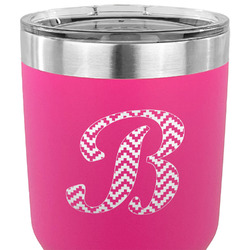 Pixelated Chevron 30 oz Stainless Steel Tumbler - Pink - Single Sided (Personalized)
