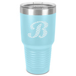 Pixelated Chevron 30 oz Stainless Steel Tumbler - Teal - Single-Sided (Personalized)