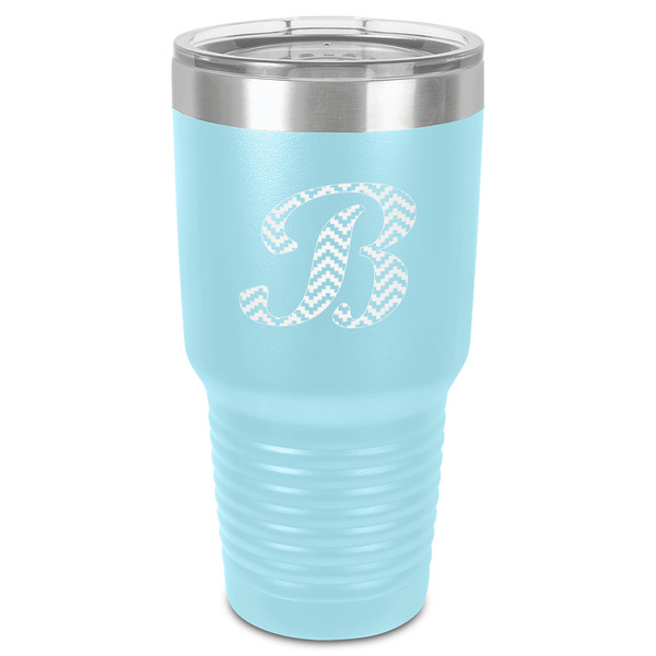 Custom Pixelated Chevron 30 oz Stainless Steel Tumbler - Teal - Single-Sided (Personalized)