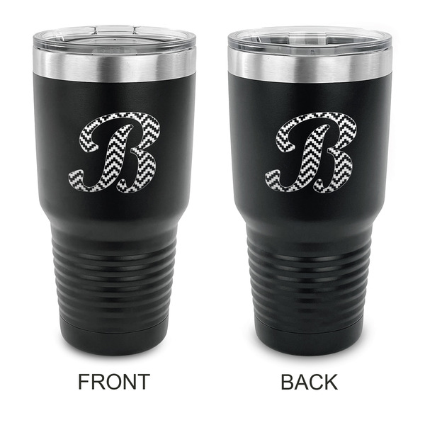 Custom Pixelated Chevron 30 oz Stainless Steel Tumbler - Black - Double Sided (Personalized)