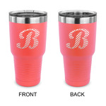 Pixelated Chevron 30 oz Stainless Steel Tumbler - Coral - Double Sided (Personalized)