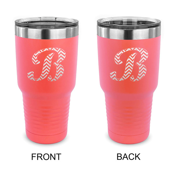 Custom Pixelated Chevron 30 oz Stainless Steel Tumbler - Coral - Double Sided (Personalized)
