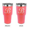 Pixelated Chevron 30 oz Stainless Steel Tumbler - Coral - Double Sided (Personalized)