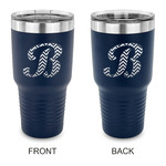 Pixelated Chevron 30 oz Stainless Steel Tumbler - Navy - Double Sided (Personalized)