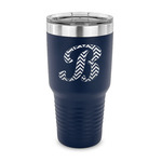 Pixelated Chevron 30 oz Stainless Steel Tumbler - Navy - Single Sided (Personalized)