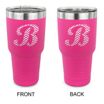 Pixelated Chevron 30 oz Stainless Steel Tumbler - Pink - Double Sided (Personalized)