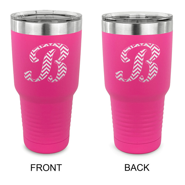 Custom Pixelated Chevron 30 oz Stainless Steel Tumbler - Pink - Double Sided (Personalized)