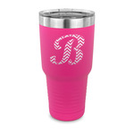 Pixelated Chevron 30 oz Stainless Steel Tumbler - Pink - Single Sided (Personalized)