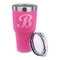 Pixelated Chevron 30 oz Stainless Steel Ringneck Tumblers - Pink - LID OFF